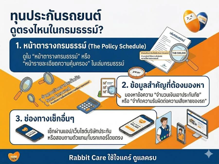 ทุนประกันรถยนต์ ดูตรงไหนในกรมธรรม์?